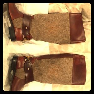 Juicy Couture Brown Two-Tone Monogrammed Boots